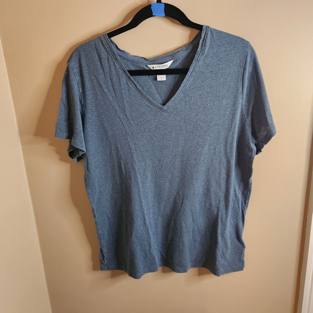 Athleta Breezy Scoop Tee Blue/Green Large 659909